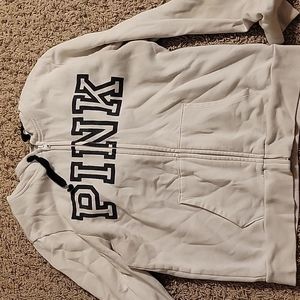 White PINK zip up hoodie